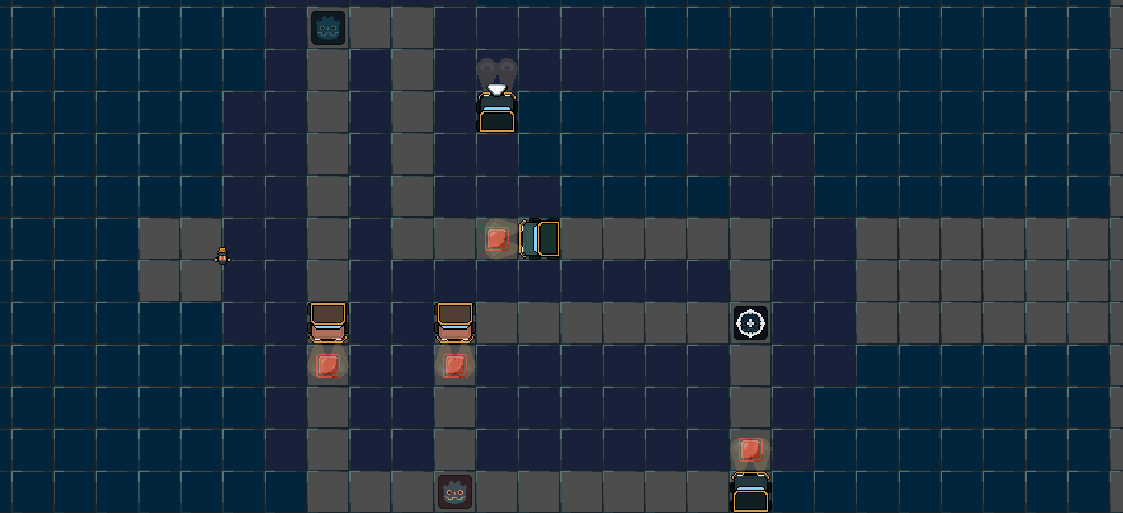 Picture: An original test version of the game. Contains simple squares and early sprites of trucks.